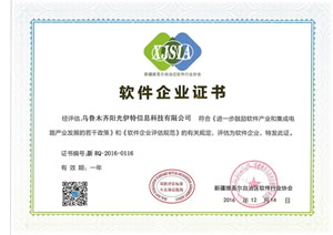 乌鲁木齐阳光伊特信息科技有限公司软件企业证书